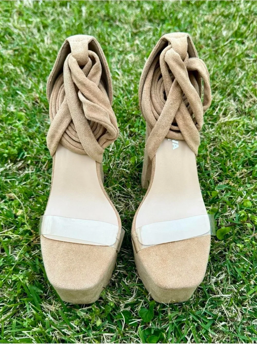 Women’s Tan Platform Lace-Up High Heel Sandals